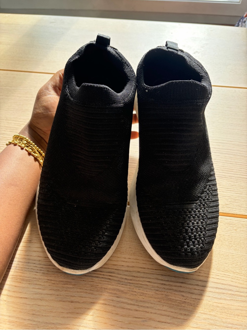 Vessi men’s 10 Black Knit Slip-On Sneakers with White Soles
